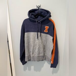 University of Illinois Urbana Champaign Mens Navy and Gray Hoodie with Orange